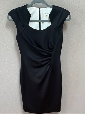 Calvin Klein Black Ruched Sheath Dress